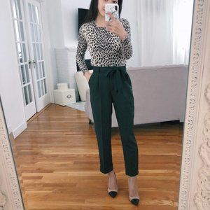 ASOS green tie waist paper bag pants